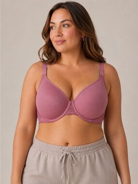 NWT Deesse Pink Lace Underwire Bra 46D Full Coverage Support Bra Plus Size